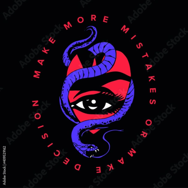 Obraz Women eye with snake slogan Vector design for t-shirt graphics, banner, fashion prints, slogan tees, stickers, flyer, posters and other creative uses