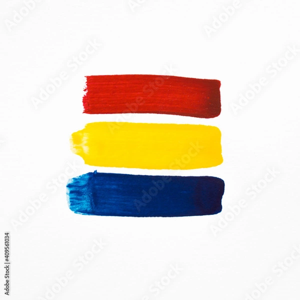 Obraz primary colors watercolor brush strokes