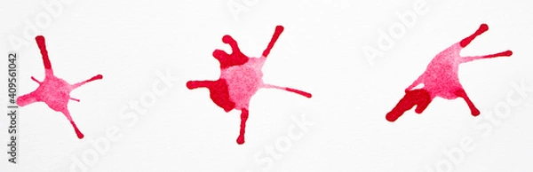 Obraz Red watercolor splashes on the white background