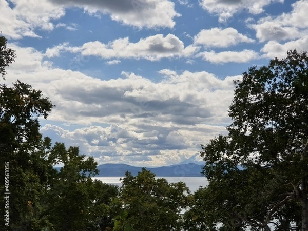 Fototapeta clouds and trees