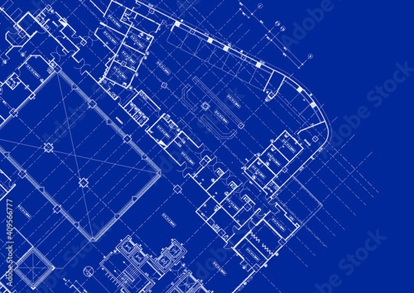 Obraz Write a blueprint architecture for building.