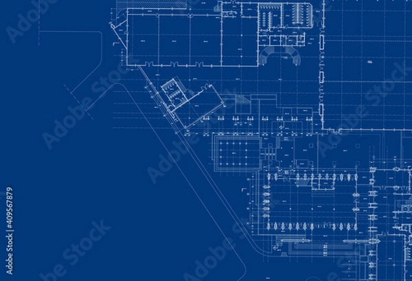 Obraz Write a blueprint architecture for building.