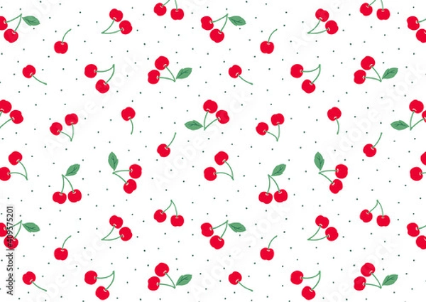 Fototapeta 2wayさくらんぼのパターン-白
