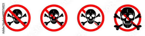 Fototapeta Stop sign with skull and crossbones icon. Skull and crossbones is prohibited