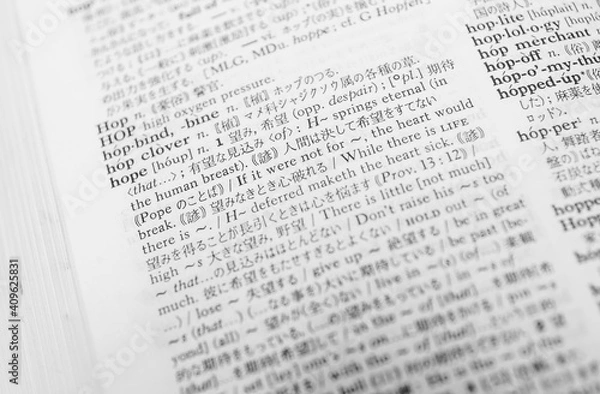 Fototapeta 英和辞典"hope 希望"