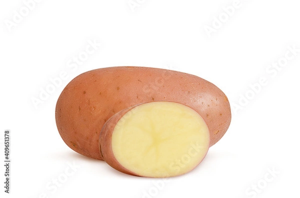 Fototapeta raw potato tuber on white background