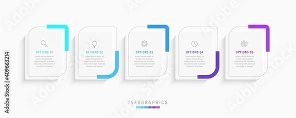 Obraz Vector Infographic label design template with icons and 5 options or steps. Can be used for process diagram, presentations, workflow layout, banner, flow chart, info graph.