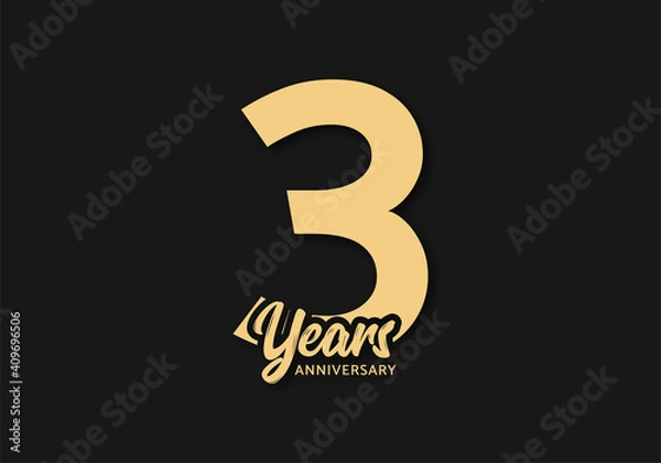 Obraz 3 years anniversary vector template, 3rd birthday logo