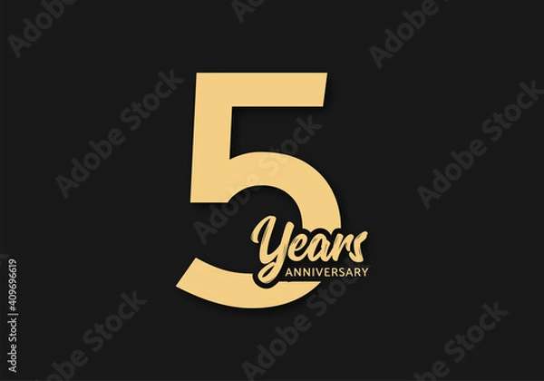 Obraz 5 years anniversary vector template, 5th birthday logo