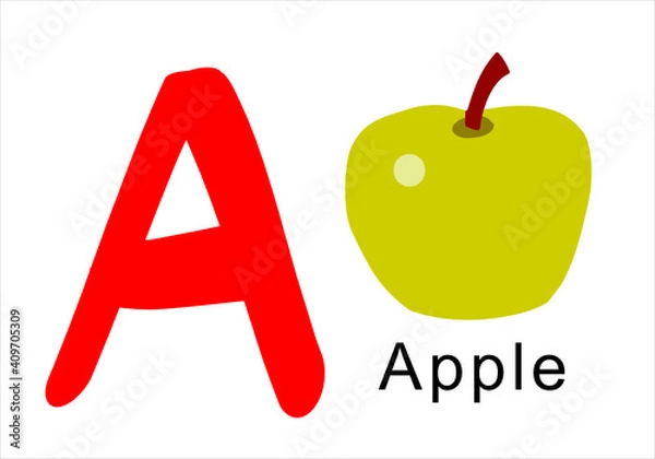 Obraz red apple alphabet letter A