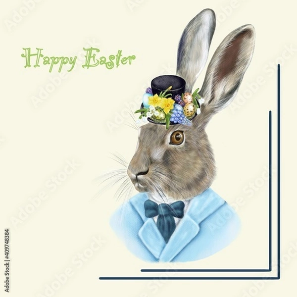 Obraz Easter Bunny in costume and hat
