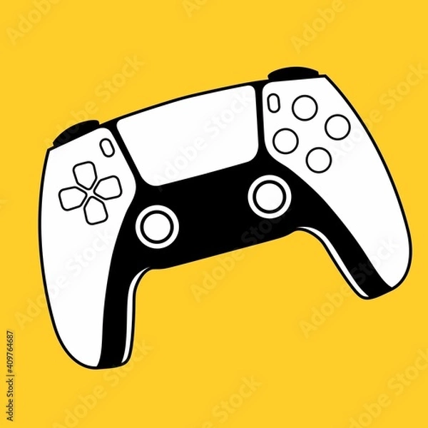 Fototapeta Next generation game controller or gamepad vector icon for gaming apps and websites on yellow background.