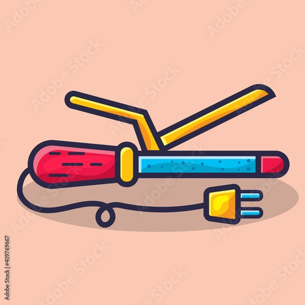 Obraz hair curler isolated cartoon vector illustration in flat style
