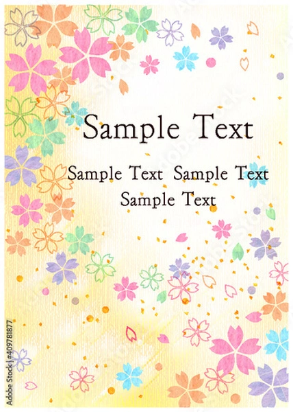 Fototapeta 桜_水彩_パステル背景