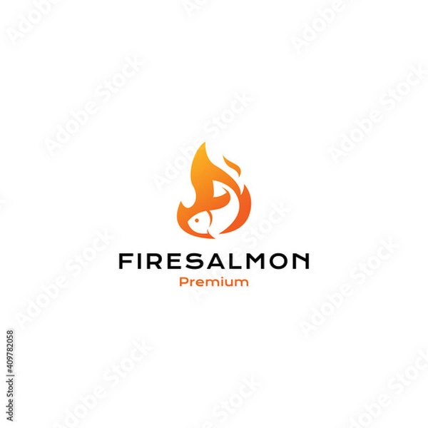 Obraz Fire Salmon logo design