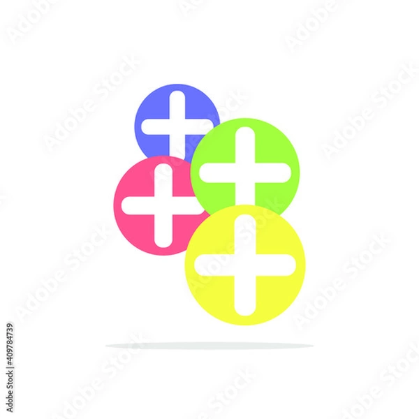 Fototapeta Plus icons with trendy isolated backgrounds. plus icons for your website design Clock icon logo, app, UI. Clock icon Vector illustration, EPS10.