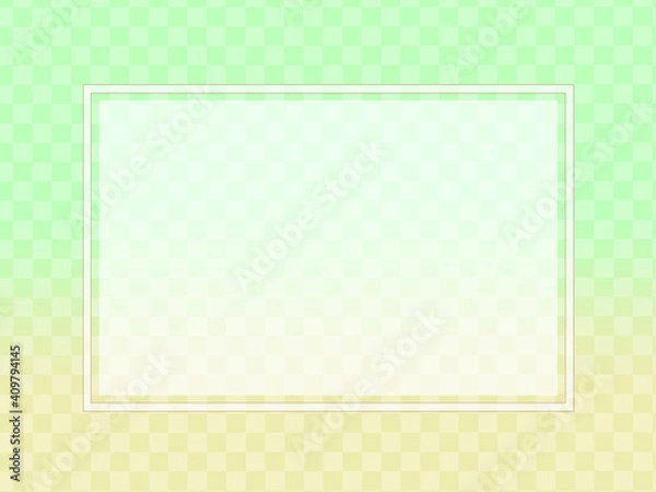Fototapeta パステルグリーンからパステルイエローのグラデーション－市松模様入り－フレーム有り
