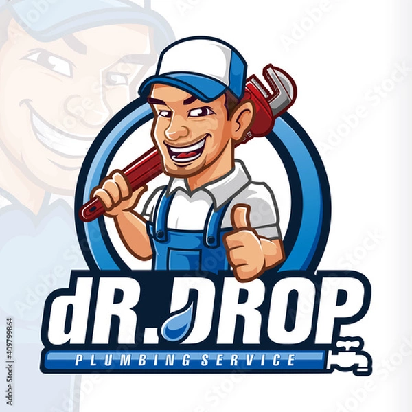 Obraz Drop Plumb Plumbing Mascot Logo