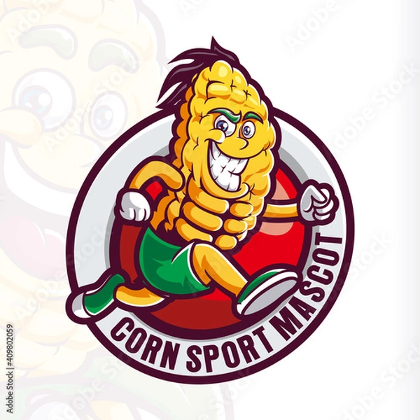 Obraz Smile Corn Mascot Cartoon Running