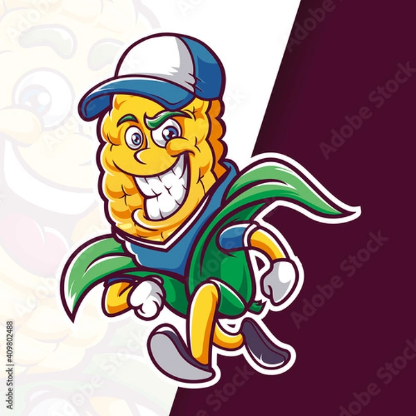 Obraz Smile Corn Mascot Cartoon Running
