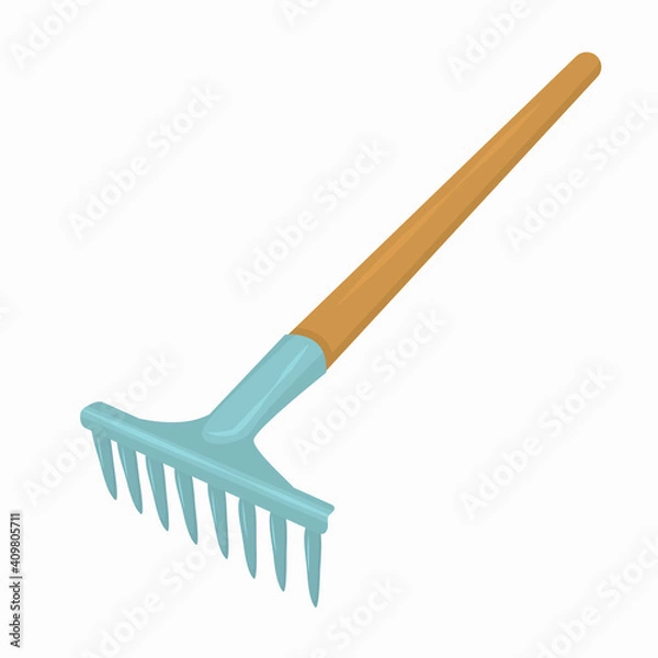 Obraz garden rake isolated on white background