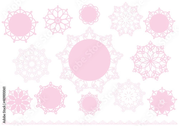 Fototapeta 花モチーフの丸型レースセット