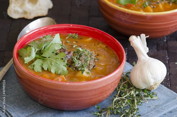 Fototapeta Chunky vegetable soup