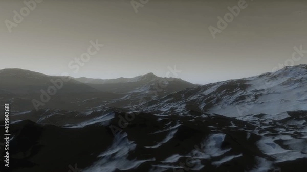 Fototapeta science fiction illustration, beautiful space background, a computer-generated surface, a fantasy world 3d render
