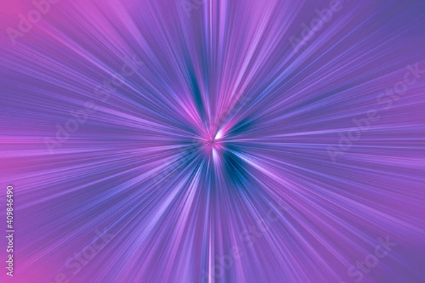 Fototapeta Abstract background with blurred purple and blue light rays, zooming effect motion. Futuristic technology color design.