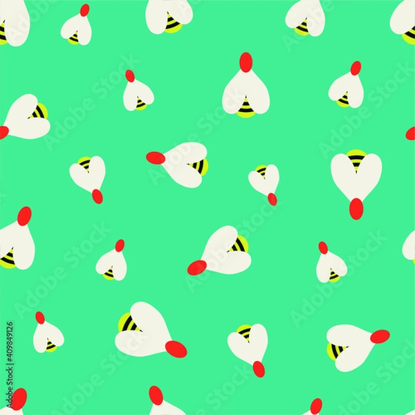 Obraz Seamless abstract pattern with  bees. Vector illustration. Pattern for card, invitation, wrapping paper, textile fabric 