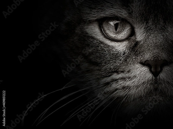 Obraz dark muzzle cat close-up. front view