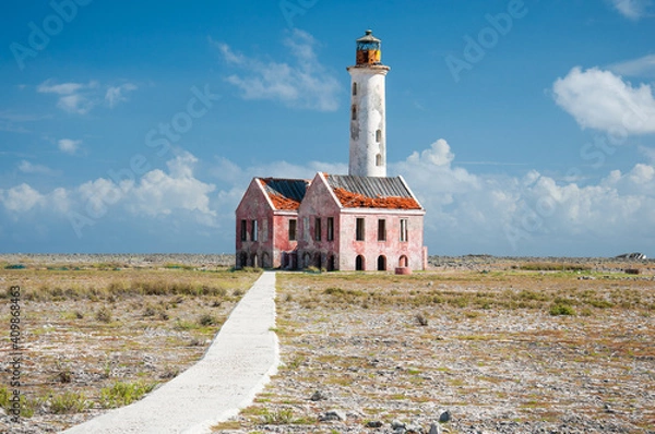 Fototapeta Abandoned lighthouse in the lonely island of Klein Curacao, Curacao, Netherland Antilles.