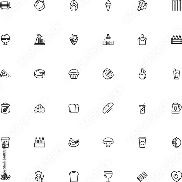 Obraz icon vector icon set such as: banana, preparation, extra, power, fish, accessory, tap, ale, scoop, worker, strips, farm, chocolate, ball, cooker, bun, glyph, scrambled, brewing, raspberry, garment