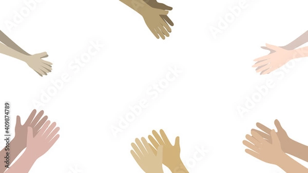 Obraz White background with human hands clapping ovation illustration.