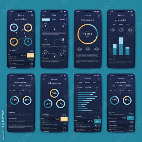 Fototapeta Modern infographic vector elements for business brochures. Use in website, corporate brochure, advertising and marketing..