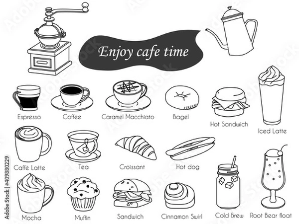 Fototapeta Cafe icon drink food simple line