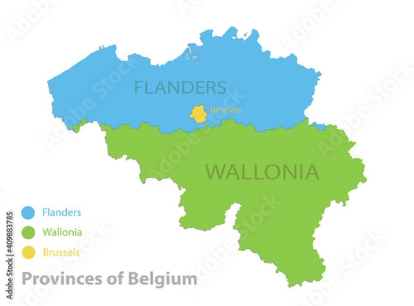Obraz Belgium map, Provinces of Belgium, color map isolated on white background vector