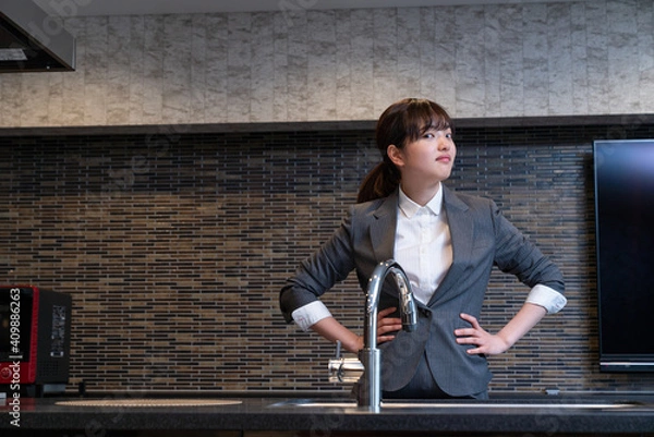 Obraz 女性と雪と自然