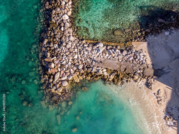 Fototapeta Aerial view of the atlantic ocean coast landscape. Beach landscape.