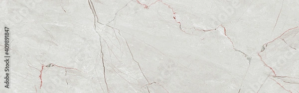 Fototapeta Grey mist marble texture background with pink curly veins, panoramic marbling texture design for ceramic tile, banner, wallpaper, website, packaging design and décor home tile.