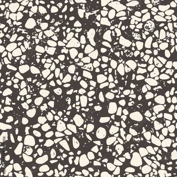 Fototapeta Terrazzo Textured Floor Tile Background. Seamless Vector Repeat Backdrop. Design With Irregular Inclusions On Grey Background. Close Up, All Over Repeat. Interior Design, Home Decor, Interiors. Vector