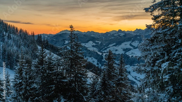 Obraz sunset in the mountains