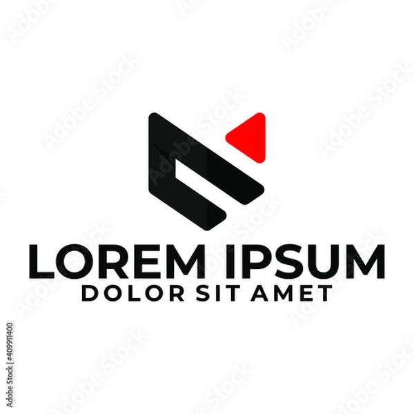 Fototapeta Initial letter C logo template with geometric fox head line art illustration in flat design monogram symbol