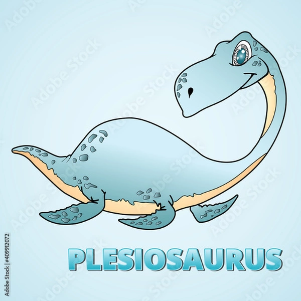 Fototapeta Plesiosaurus cartoon style.