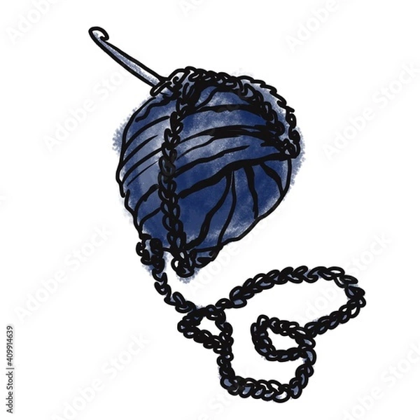 Obraz Blue thread for knitting. Hobby. Sewing 