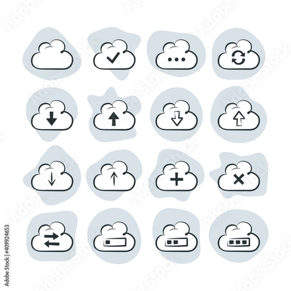Fototapeta Cloud Upload Illustration Icon Set