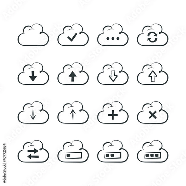 Fototapeta Cloud Upload Illustration Icon Set