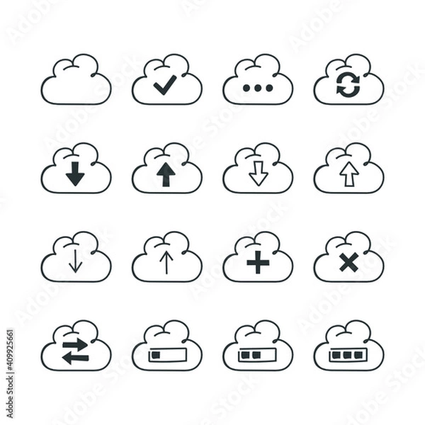 Fototapeta Cloud Upload Illustration Icon Set