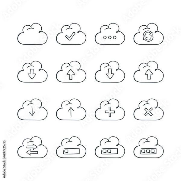 Fototapeta Cloud Upload Illustration Icon Set