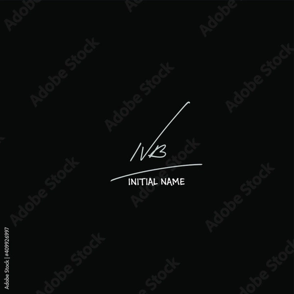 Fototapeta NB white background handwritten logo